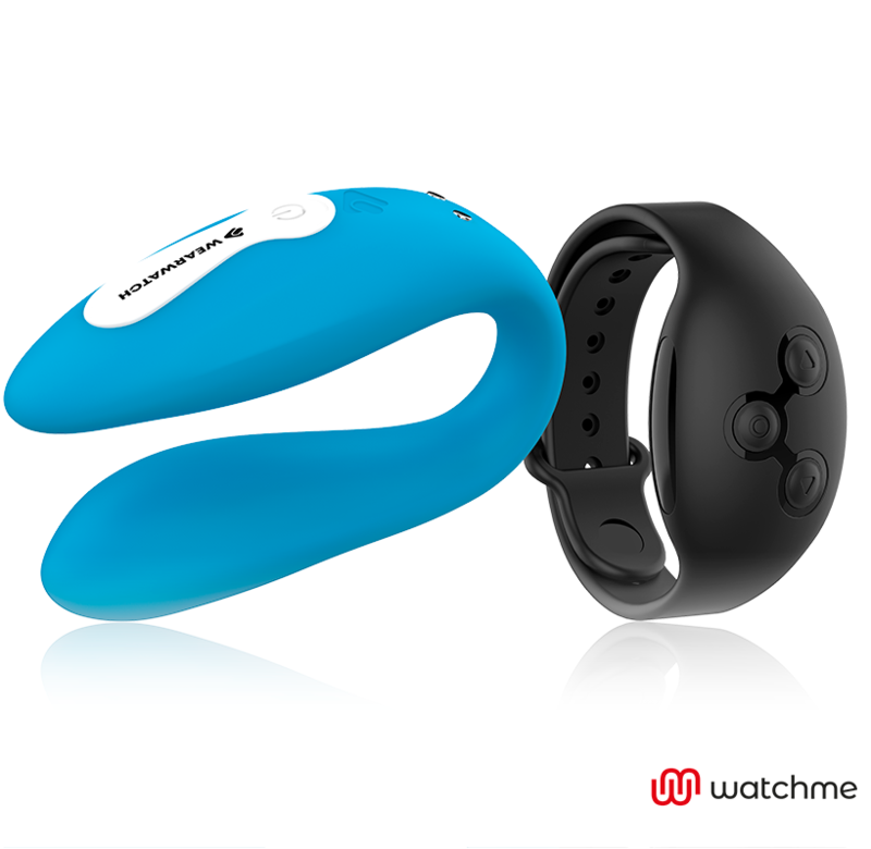 Vibrador Para Casal Usb Wearwatch Dual Pleasure Azul/Preto Controlo Remoto Watchme
