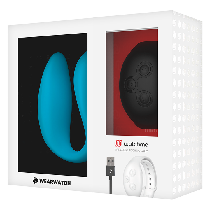 Vibrador Para Casal Usb Wearwatch Dual Pleasure Azul/Preto Controlo Remoto Watchme