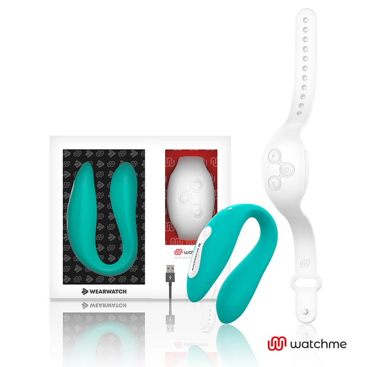 Vibrador Para Casal Usb Wearwatch Dual Pleasure Verde/Branco Controlo Remoto Watchme