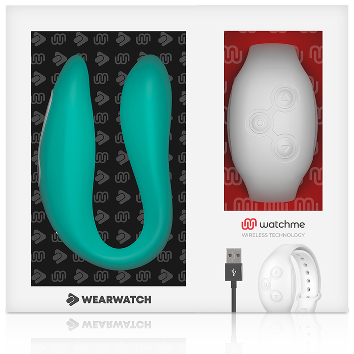 Vibrador Para Casal Usb Wearwatch Dual Pleasure Verde/Branco Controlo Remoto Watchme