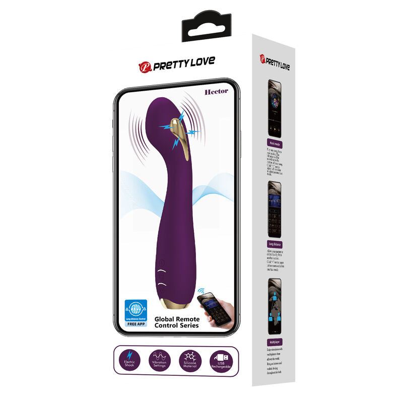 Vibrador Usb Eletroestimulação Prettylove Hector Roxo Controlo Remoto App