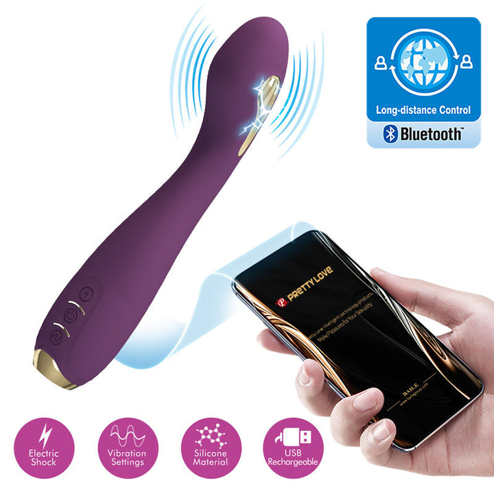 Vibrador Usb Eletroestimulação Prettylove Hector Roxo Controlo Remoto App