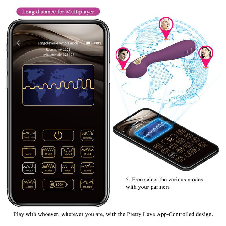 Vibrador Usb Eletroestimulação Prettylove Hector Roxo Controlo Remoto App