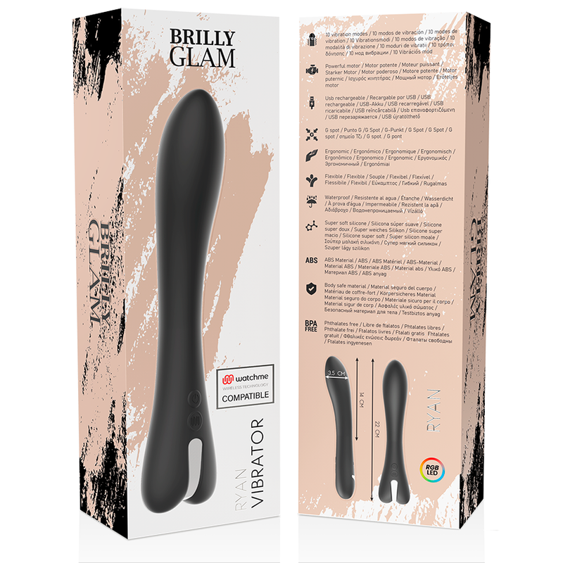 Vibrador Usb Flexível BrillyGlam Ryan Controlo Remoto Watchme