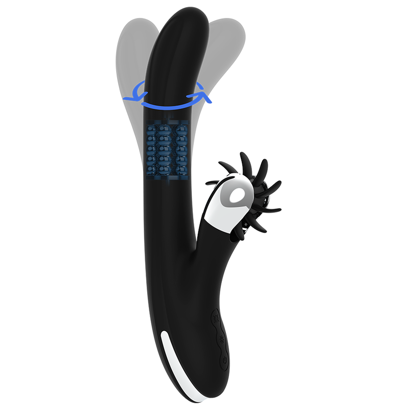 Vibrador Usb Movimento Língua Rotação e Movimento Movimento Rotação Black&Silver Storm