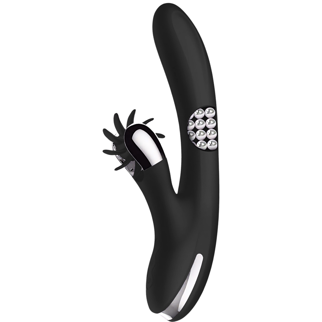 Vibrador Usb Movimento Língua Rotação e Movimento Movimento Rotação Black&Silver Storm