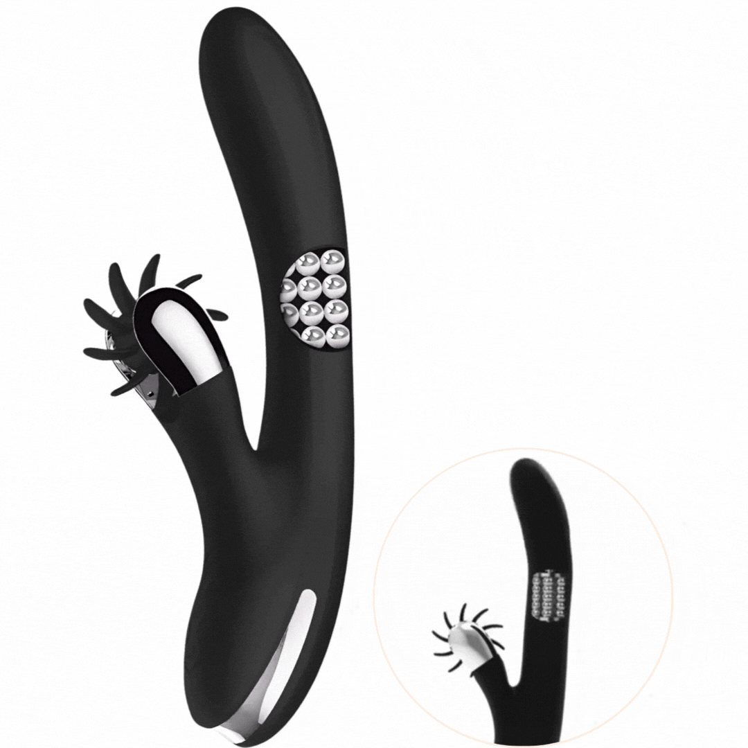 Vibrador Usb Movimento Língua Rotação e Movimento Movimento Rotação Black&Silver Storm