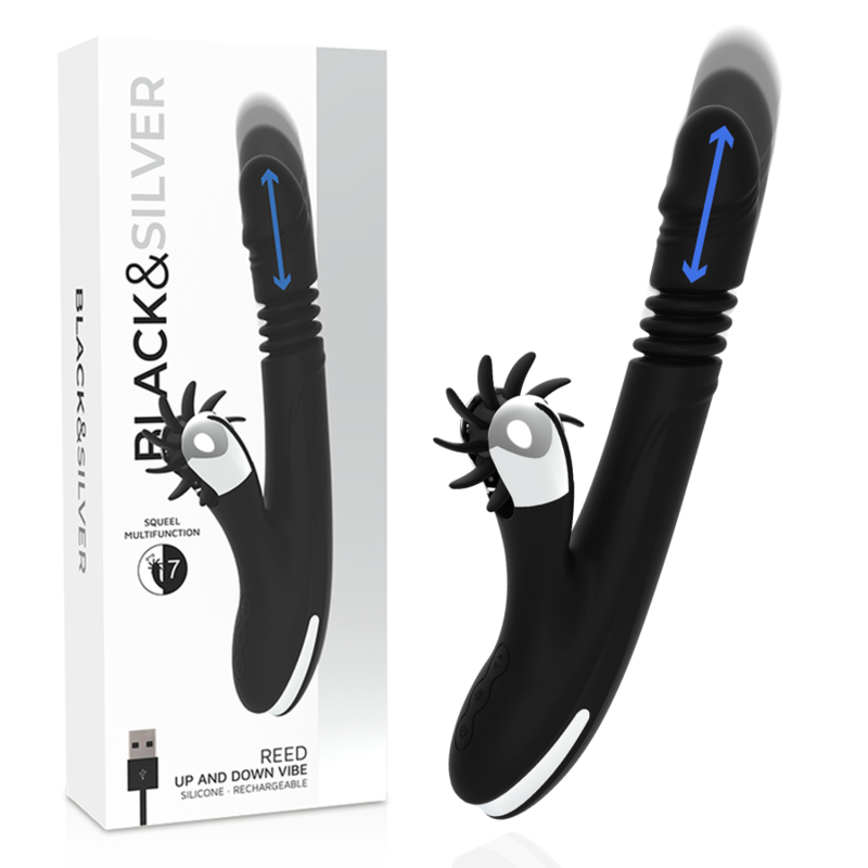 Vibrador Usb Movimento Língua Rotação e Movimento Movimento Telescópico Black&Silver Reed
