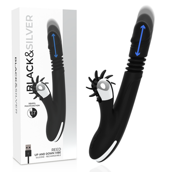 Vibrador Usb Movimento Língua Rotação e Movimento Movimento Telescópico Black&Silver Reed