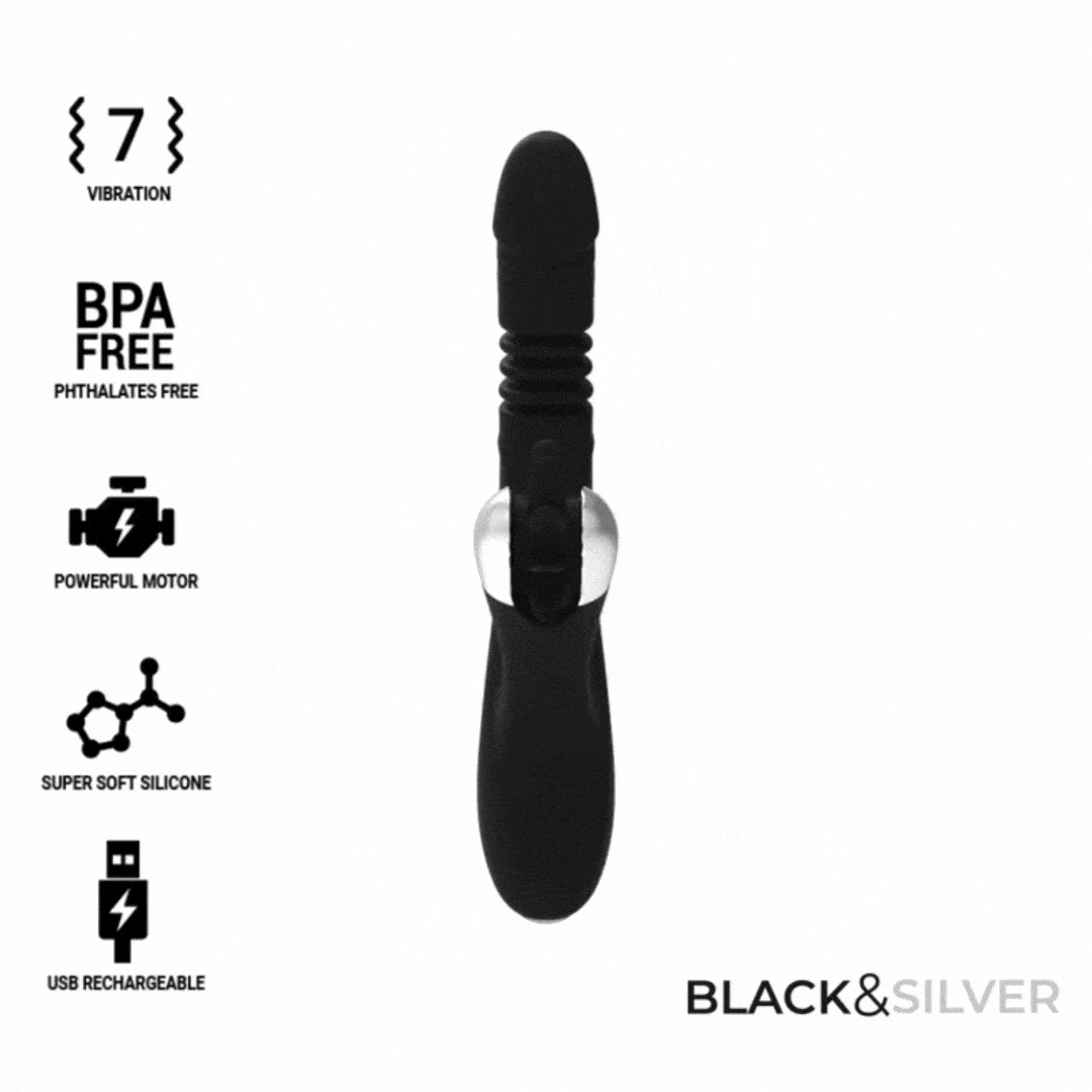 Vibrador Usb Movimento Língua Rotação e Movimento Movimento Telescópico Black&Silver Reed