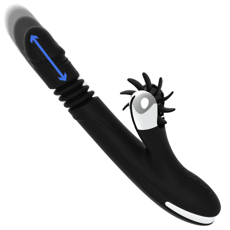 Vibrador Usb Movimento Língua Rotação e Movimento Movimento Telescópico Black&Silver Reed