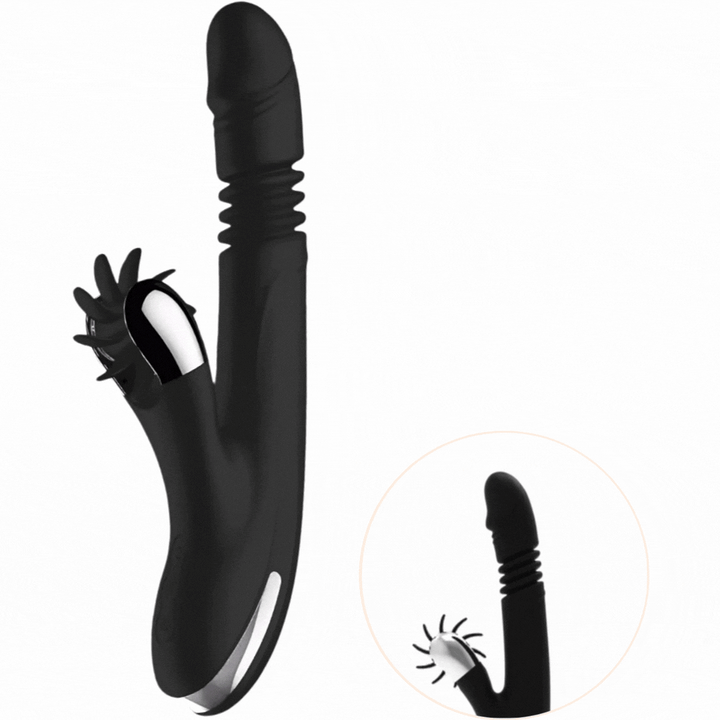 Vibrador Usb Movimento Língua Rotação e Movimento Movimento Telescópico Black&Silver Reed