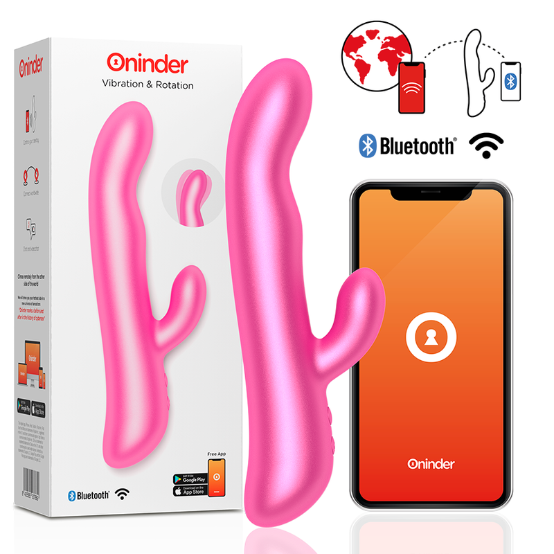 Vibrador Usb Movimento Rotação Oninder Oslo Rosa Controlo Remoto App