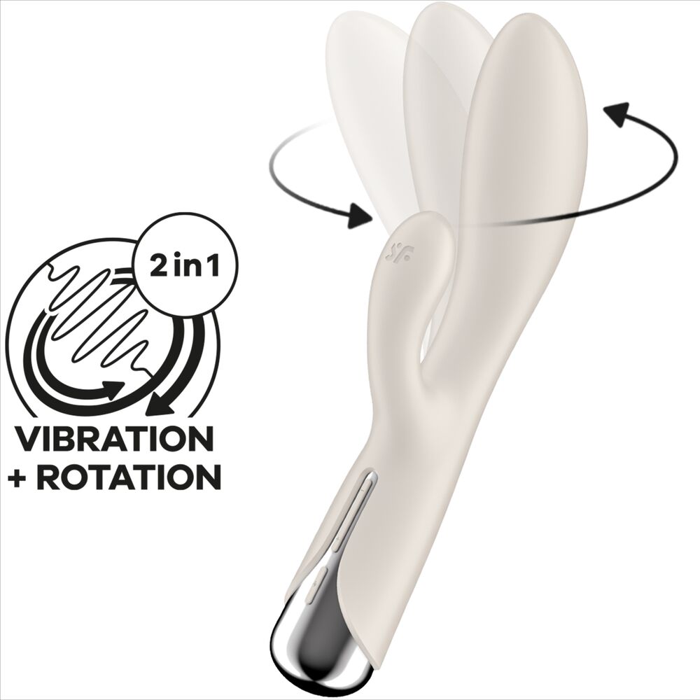 Vibrador Usb Movimento Rotação Satisfyer Spinning 1 Bege