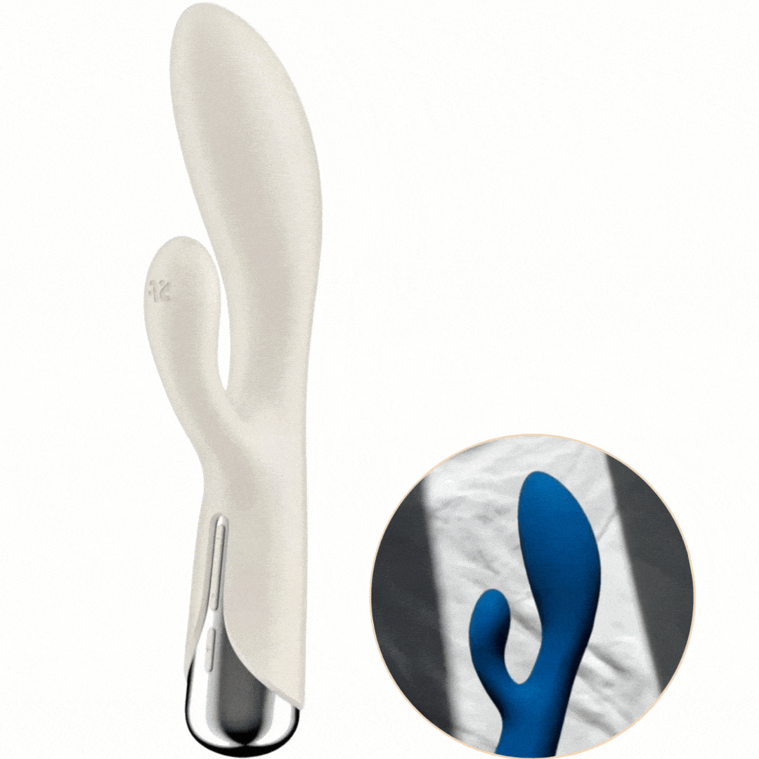 Vibrador Usb Movimento Rotação Satisfyer Spinning 1 Bege