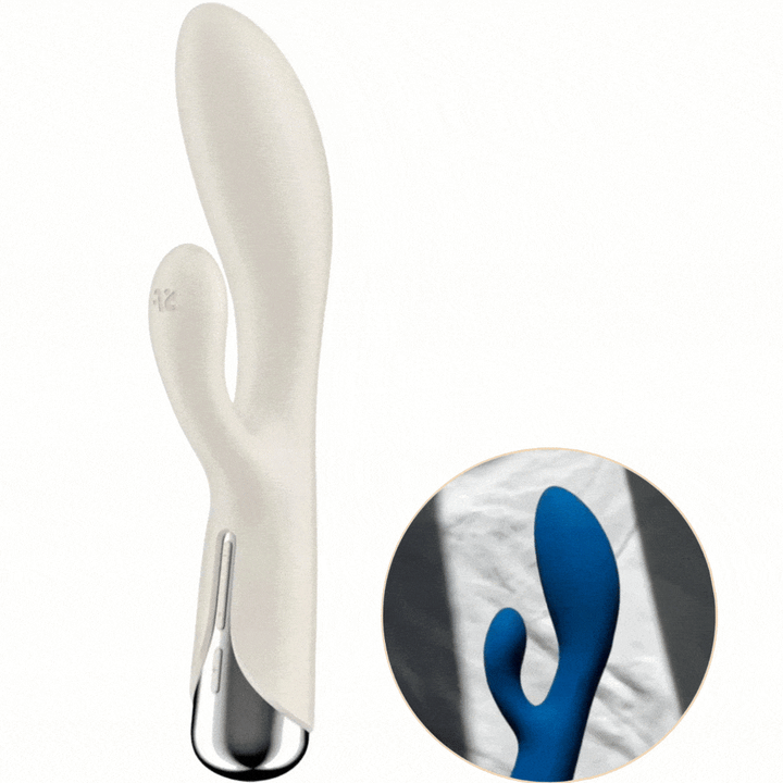 Vibrador Usb Movimento Rotação Satisfyer Spinning 1 Bege