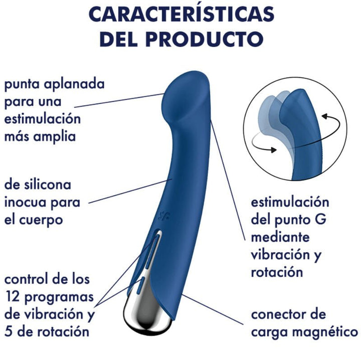 Vibrador Usb Movimento Rotação Satisfyer Spinning G-Sport 1 Azul