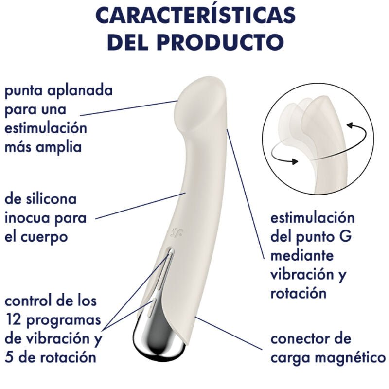 Vibrador Usb Movimento Rotação Satisfyer Spinning G-Sport 1 Bege