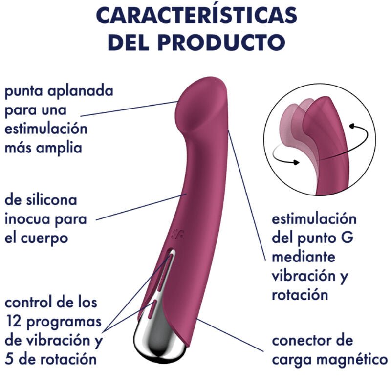 Vibrador Usb Movimento Rotação Satisfyer Spinning G-Sport 1 Vermelho