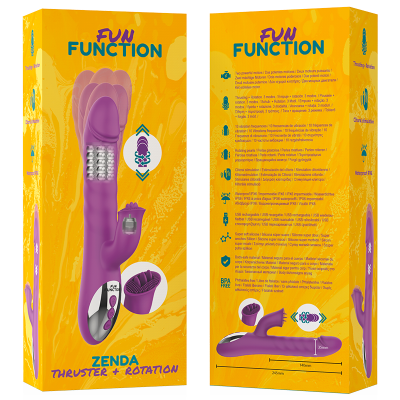 Vibrador Usb Movimento Telescópico e Rotação Fun Function Zenda