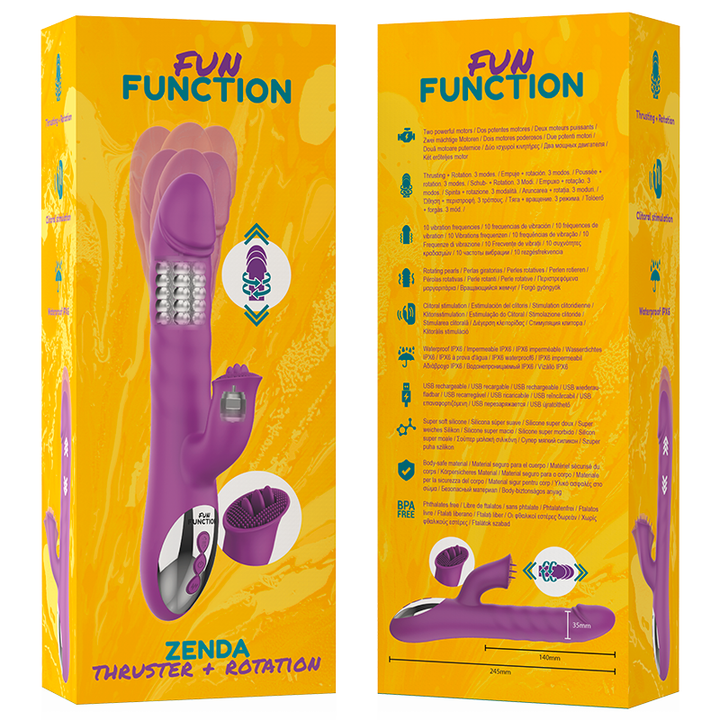 Vibrador Usb Movimento Telescópico e Rotação Fun Function Zenda