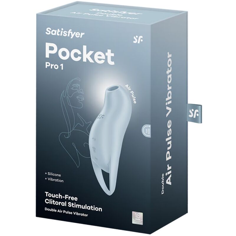 Estimulador Duplo Usb Dedo Sucção e Vibração Satisfyer Pocket Pro 1 Azul