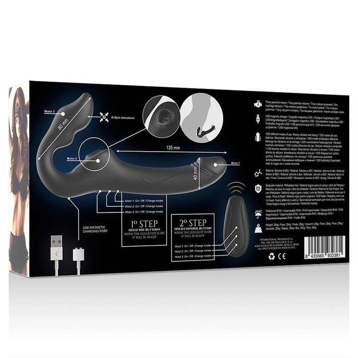 Strap-On Usb Duplo Vibração e Sucção Clitóris Ibiza Luman Controlo Remoto